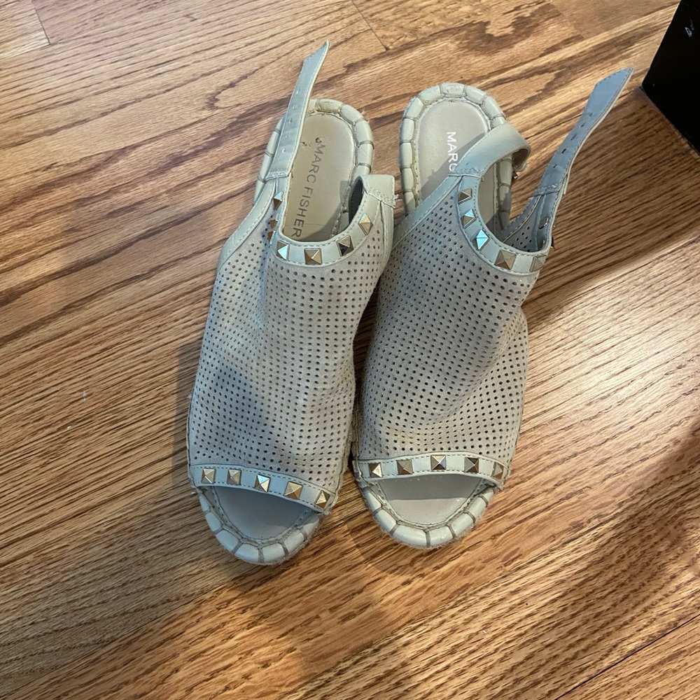 Marc Fisher Cream Espadrilles with Stud Accents